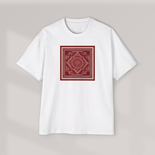 Oversized Geometric Mandala Cotton White T-Shirt - Unisex Comfort Fit