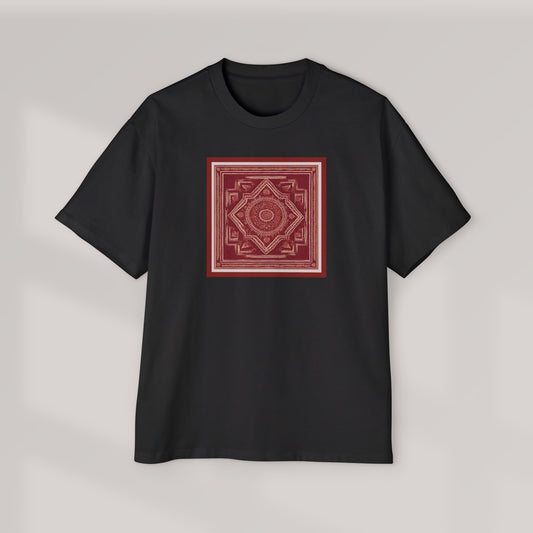 Oversized Geometric Mandala Cotton Black T-Shirt - Unisex Comfort Fit
